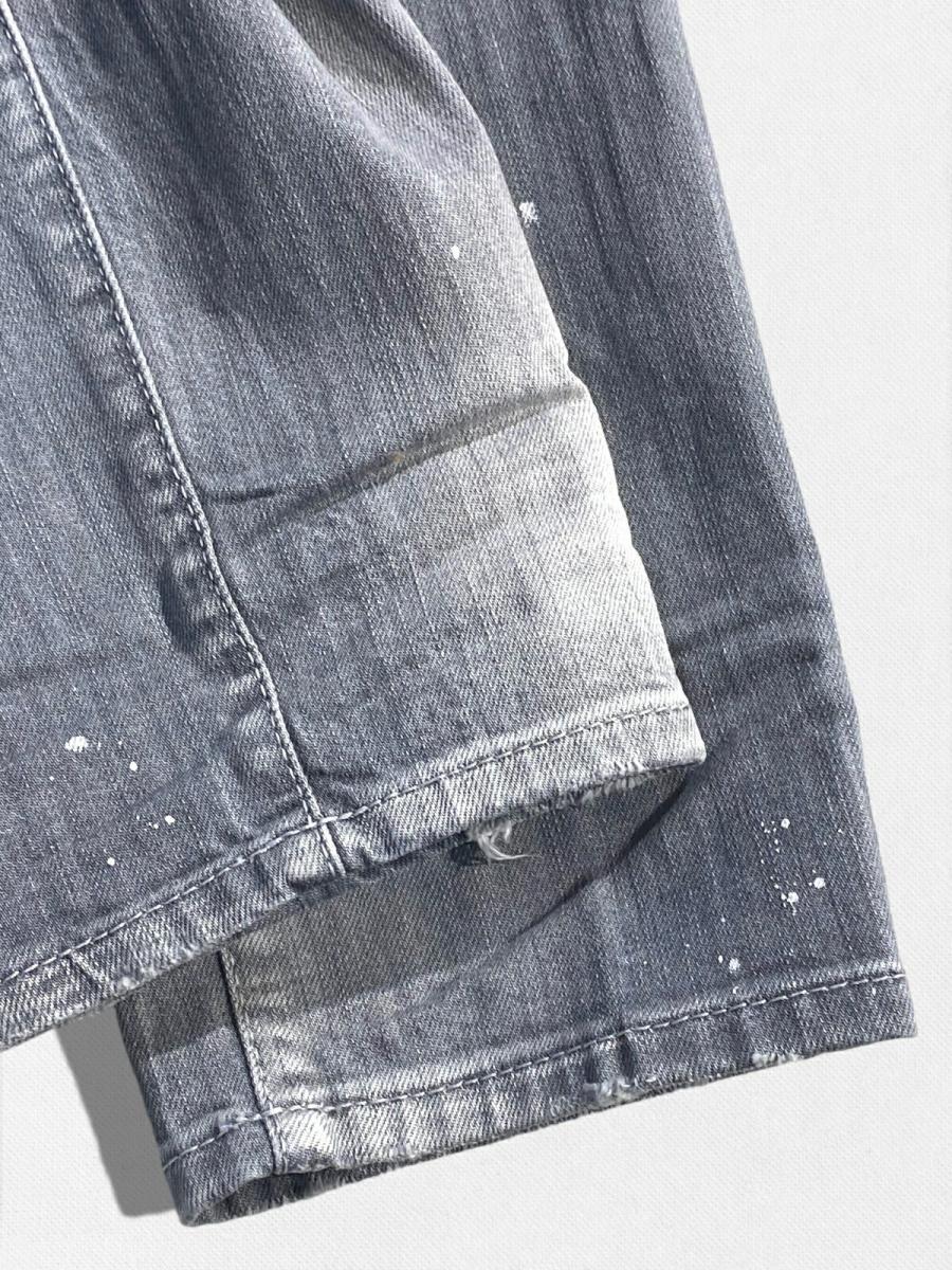 ダメージ＆リペア加工テーパードデニムパンツ《SKATER JEAN》
