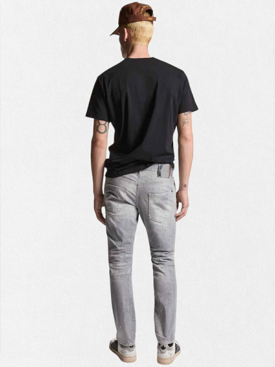 ダメージ＆リペア加工テーパードデニムパンツ《SKATER JEAN》