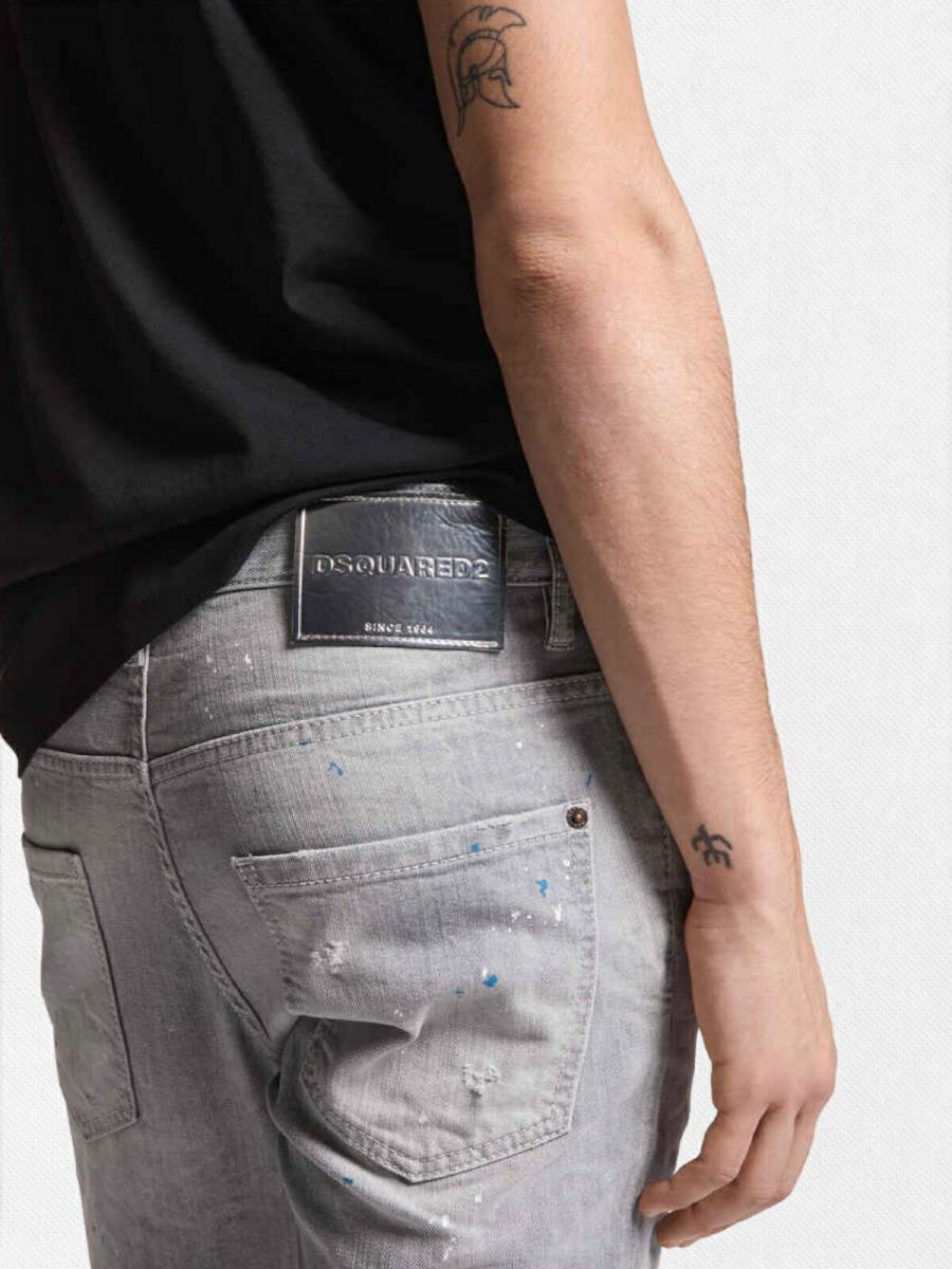 ダメージ＆リペア加工テーパードデニムパンツ《SKATER JEAN》
