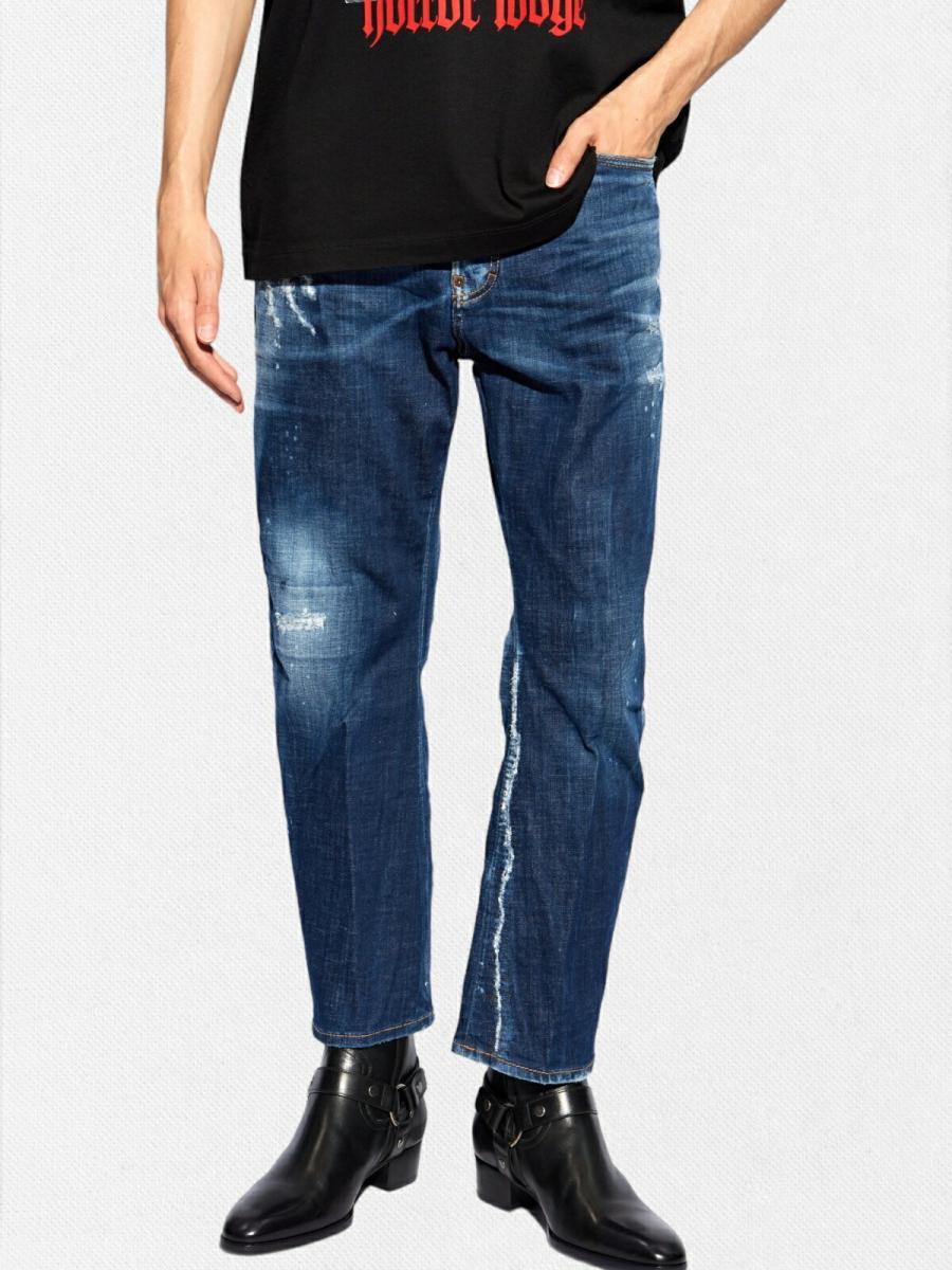 ウォッシュ＆ダメージ加工テーパードデニムパンツ《BRO JEAN》