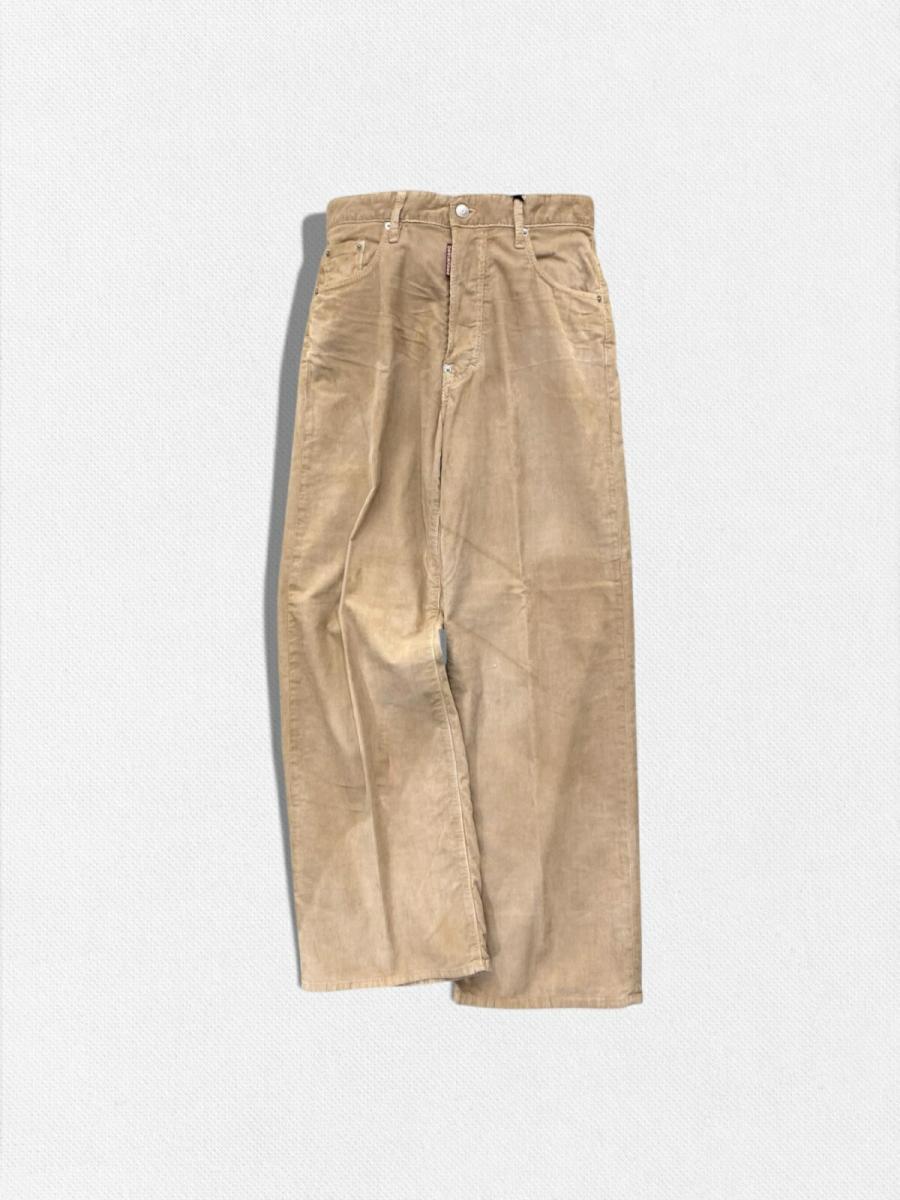 ウォッシュ加工コーデュロイワイドパンツ