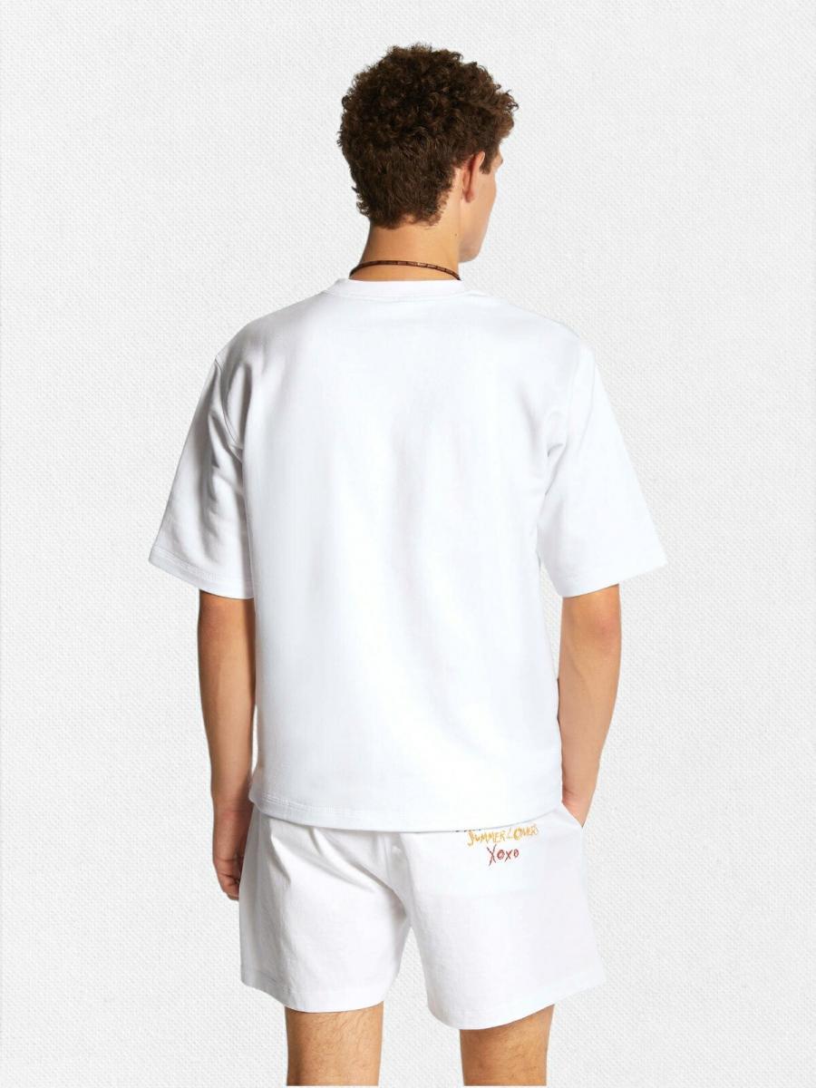 ルーズフィットクルーネックスウェットTシャツ