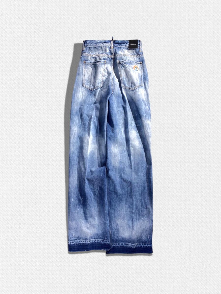 ダメージ加工ワイドデニムパンツ《TRAVELLER JEANS》