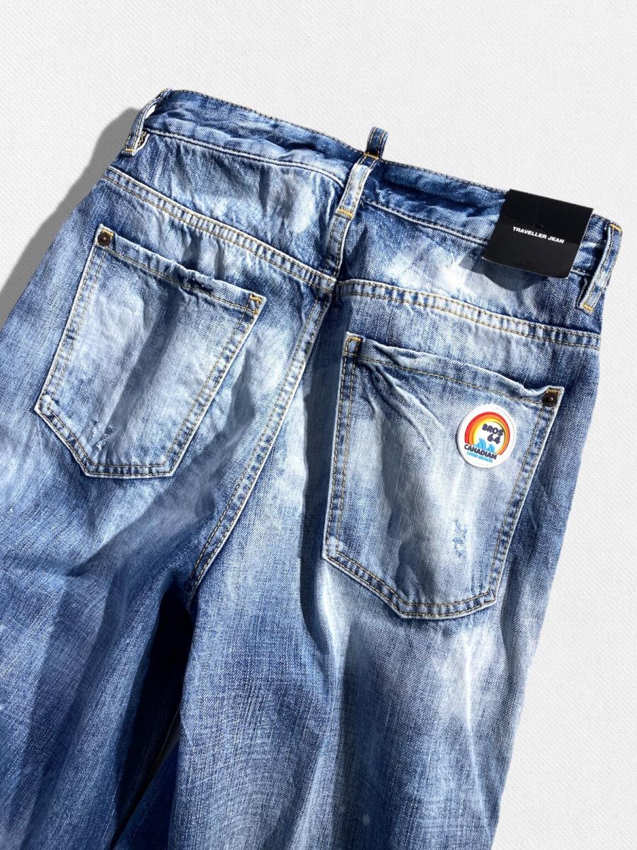 ダメージ加工ワイドデニムパンツ《TRAVELLER JEANS》