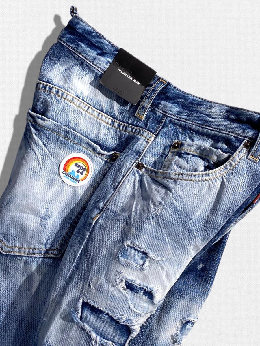 ダメージ加工ワイドデニムパンツ《TRAVELLER JEANS》