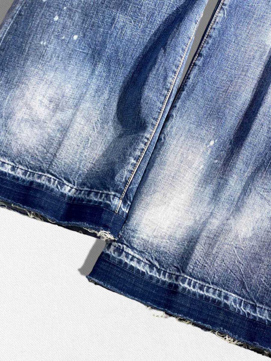 ダメージ加工ワイドデニムパンツ《TRAVELLER JEANS》