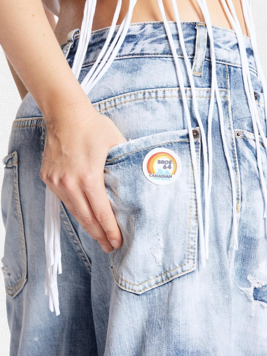 ダメージ加工ワイドデニムパンツ《TRAVELLER JEANS》