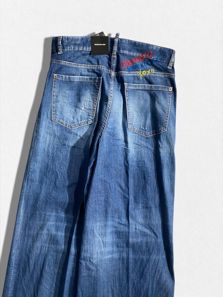 ダメージ加工ワイドデニムパンツ