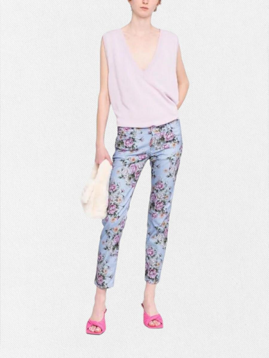 ボタニカル柄デニムパンツ《JENNIFER CROPPED JEAN》