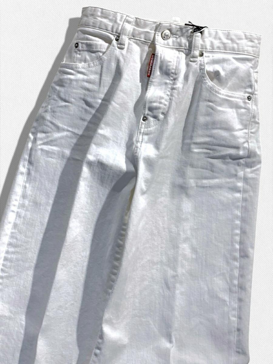 ウォッシュ加工ホワイトデニムワイドパンツ