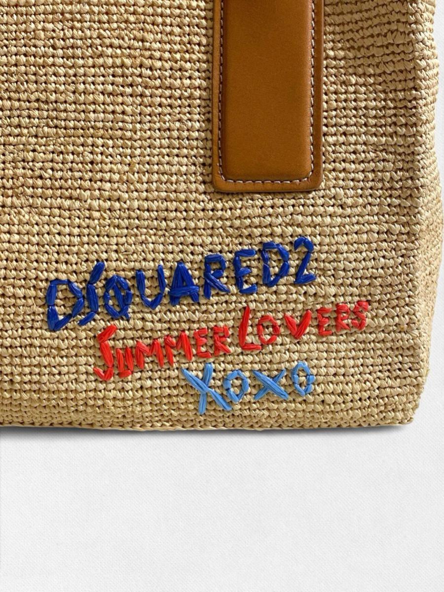 刺繍入りラフィアトートバッグ
