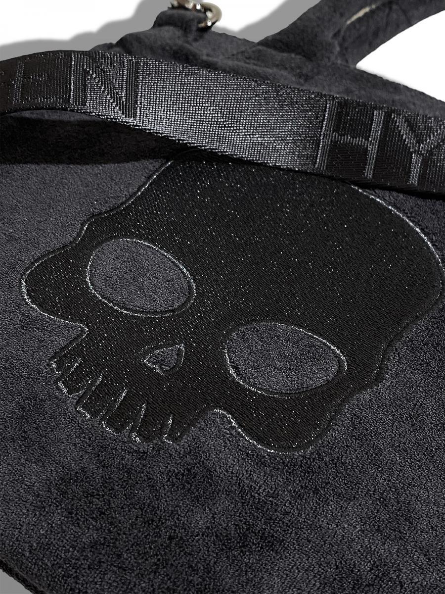 スカル＆ロゴ刺繍パイル地ボウリングバッグ