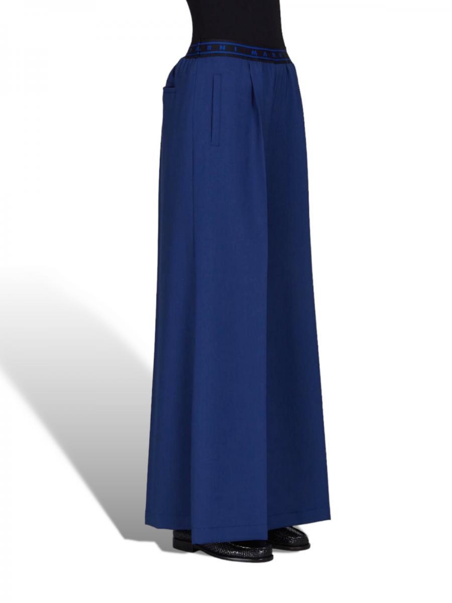 トロピカルウール製フレアワイドパンツ