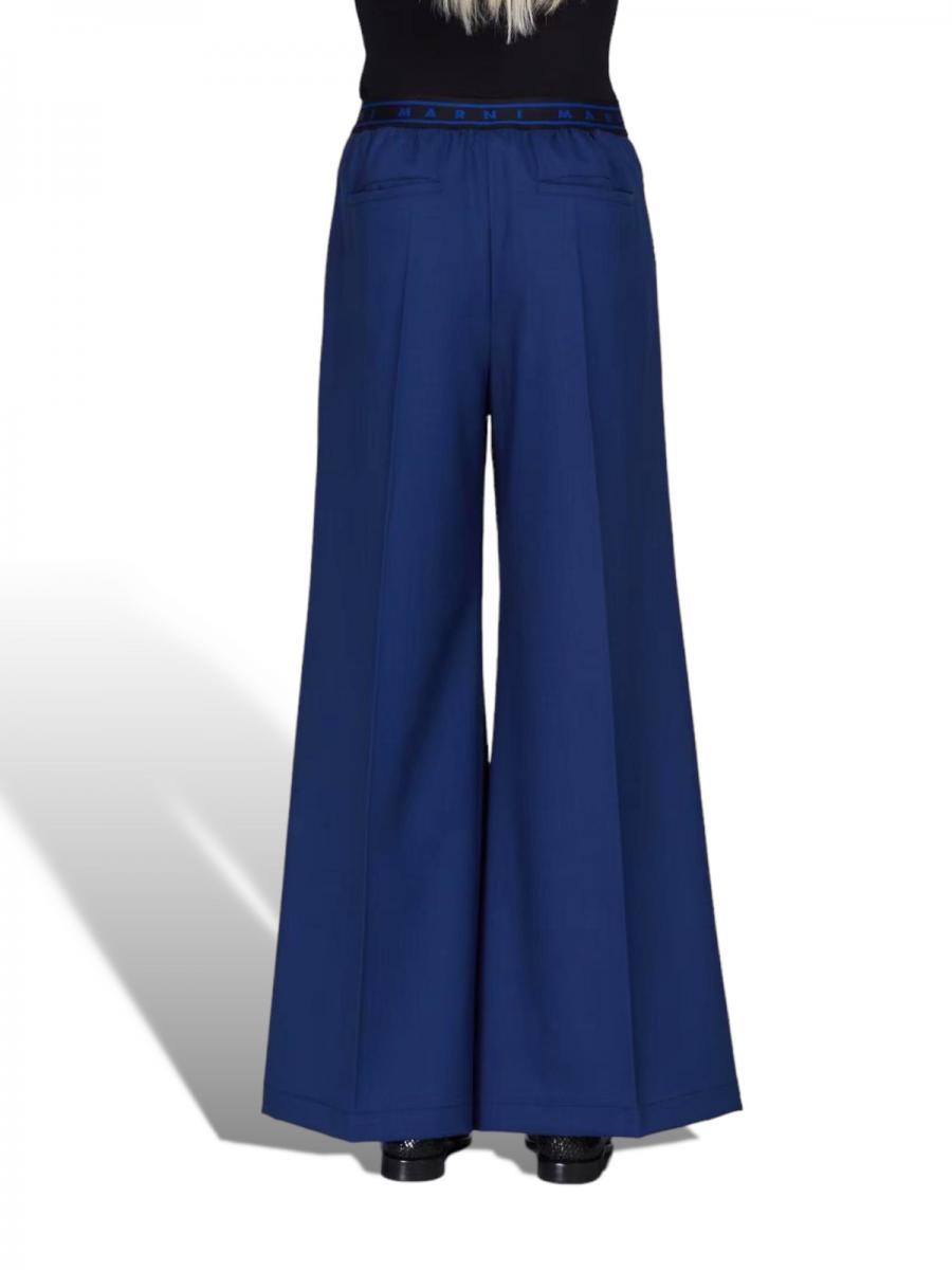 トロピカルウール製フレアワイドパンツ