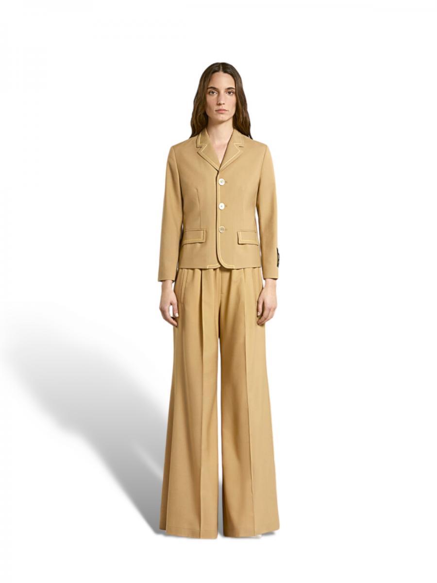 トロピカルウール製フレアワイドパンツ