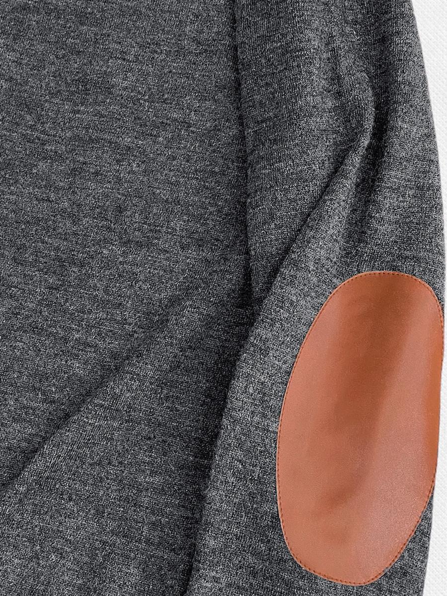 エルボーパッチクルーネックニット