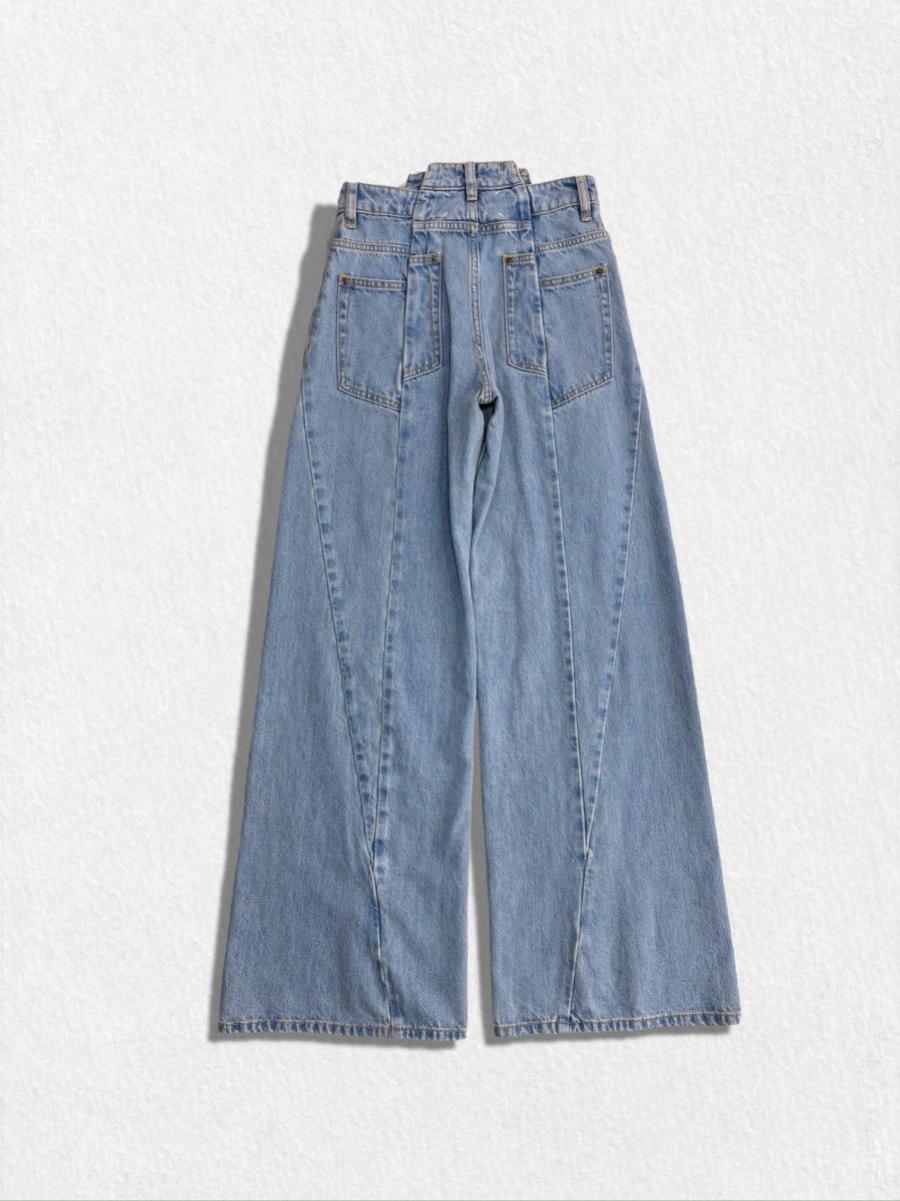 カットアウトパネルデニムパンツ