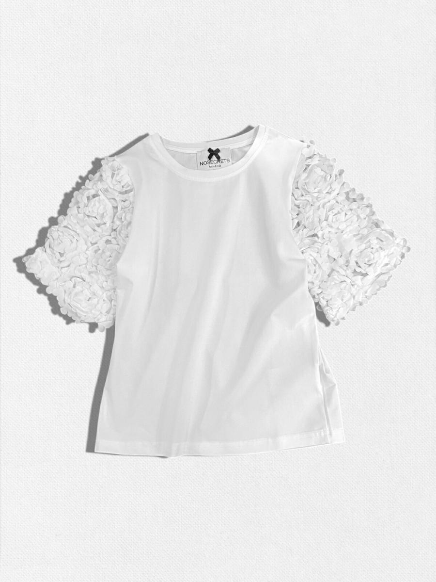 フラワーモチーフクルーネックTシャツ