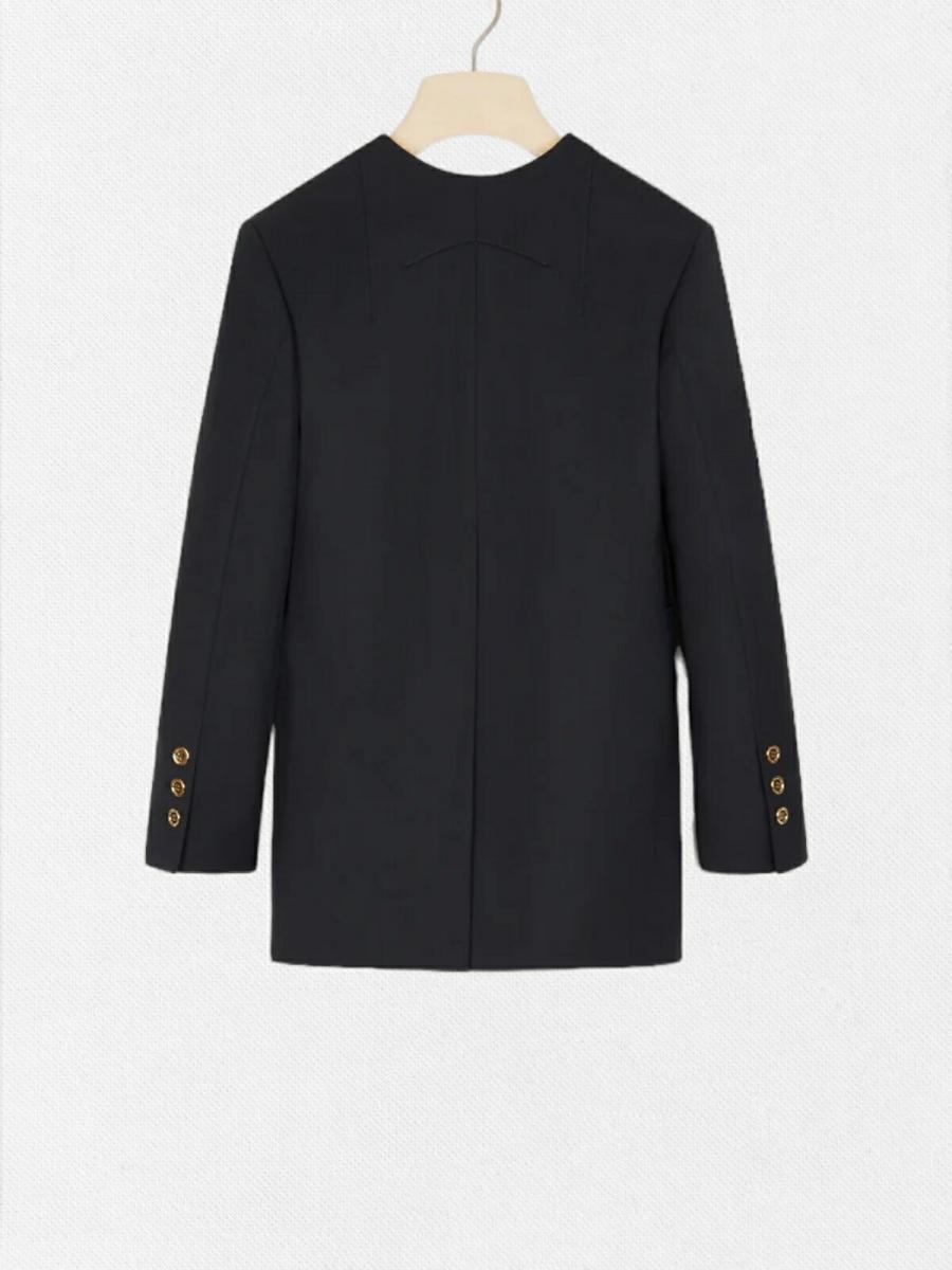 ノーカラーダブルブレストジャケット