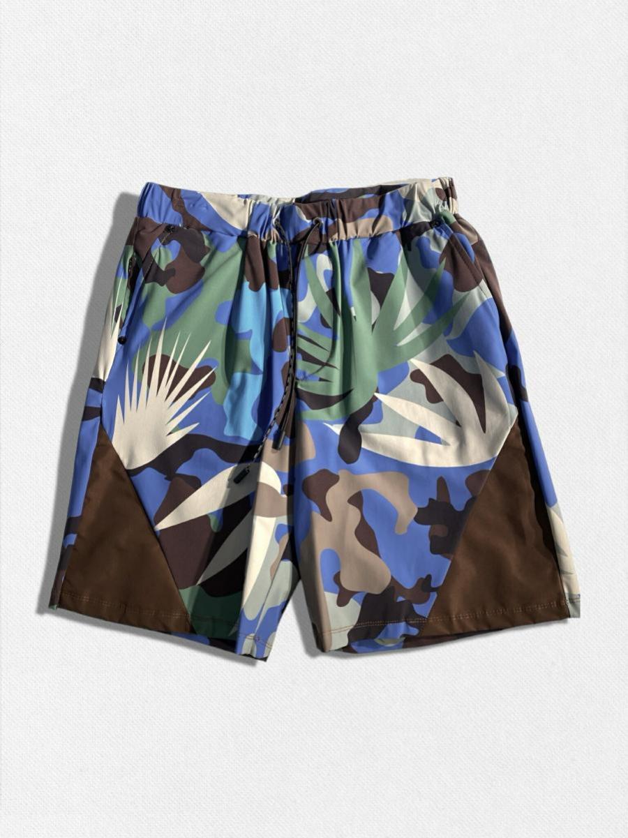 ジオメトリック柄ナイロンショートパンツ