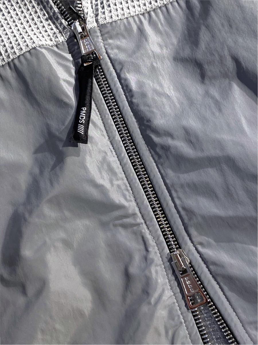 ワッフル編みダブルジップアップワッフルパーカー