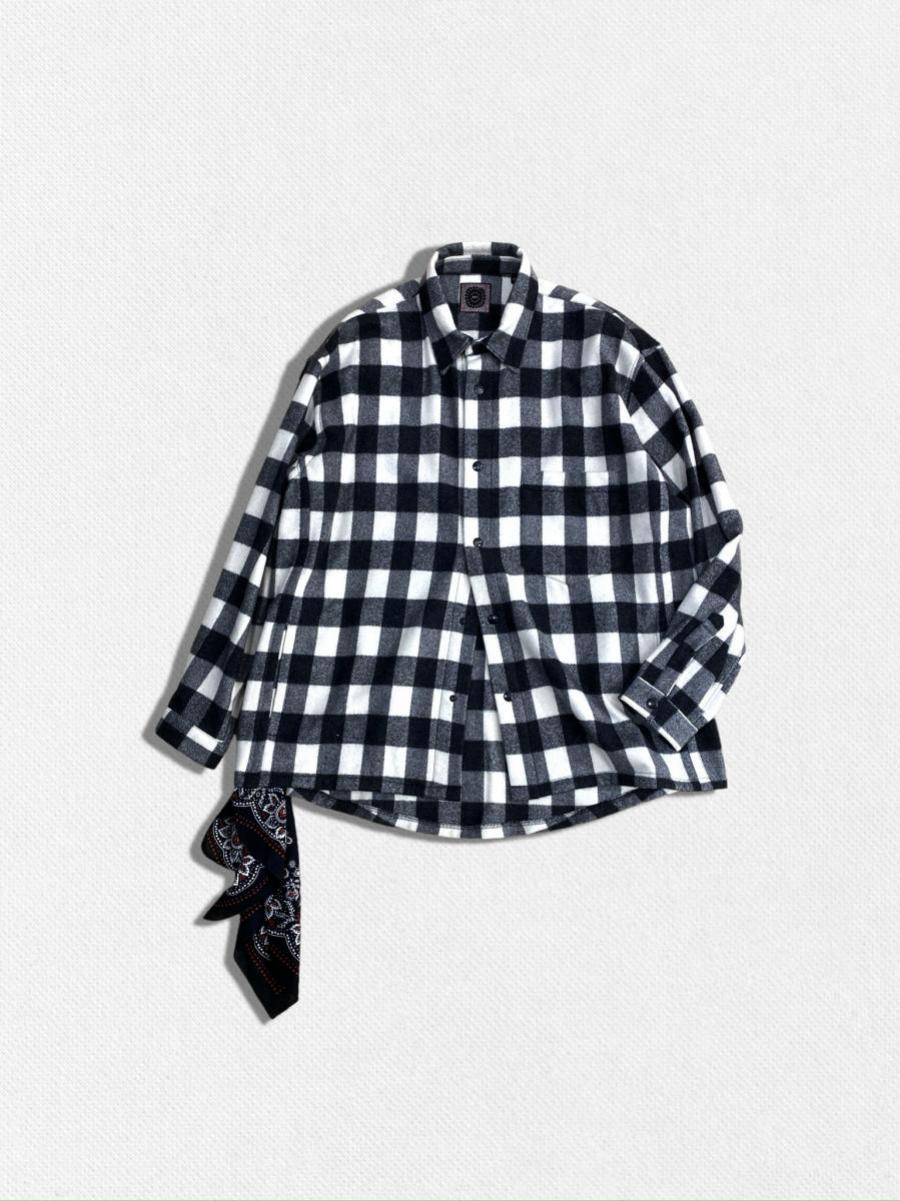 バンダナ付ウールカシミヤチェックシャツ