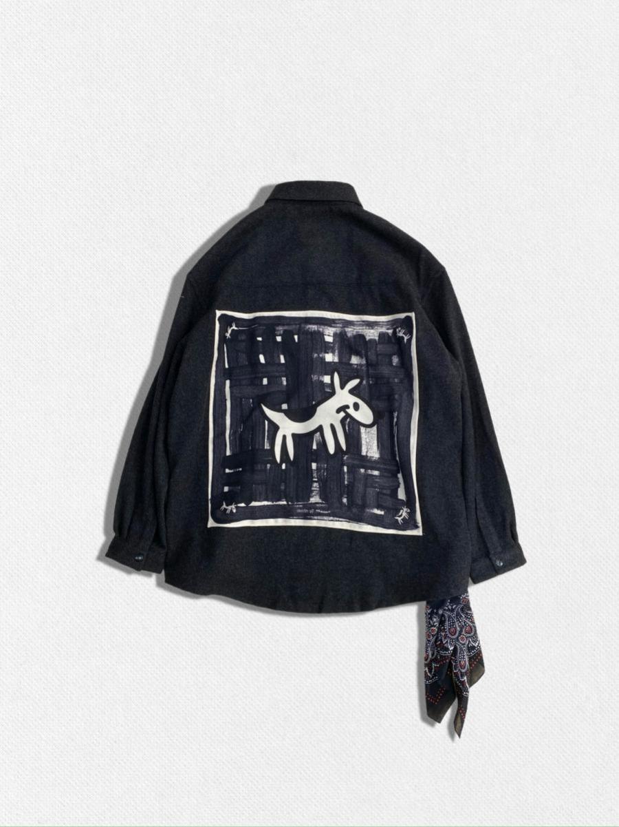 バンダナ付ウールカシミヤシャツ