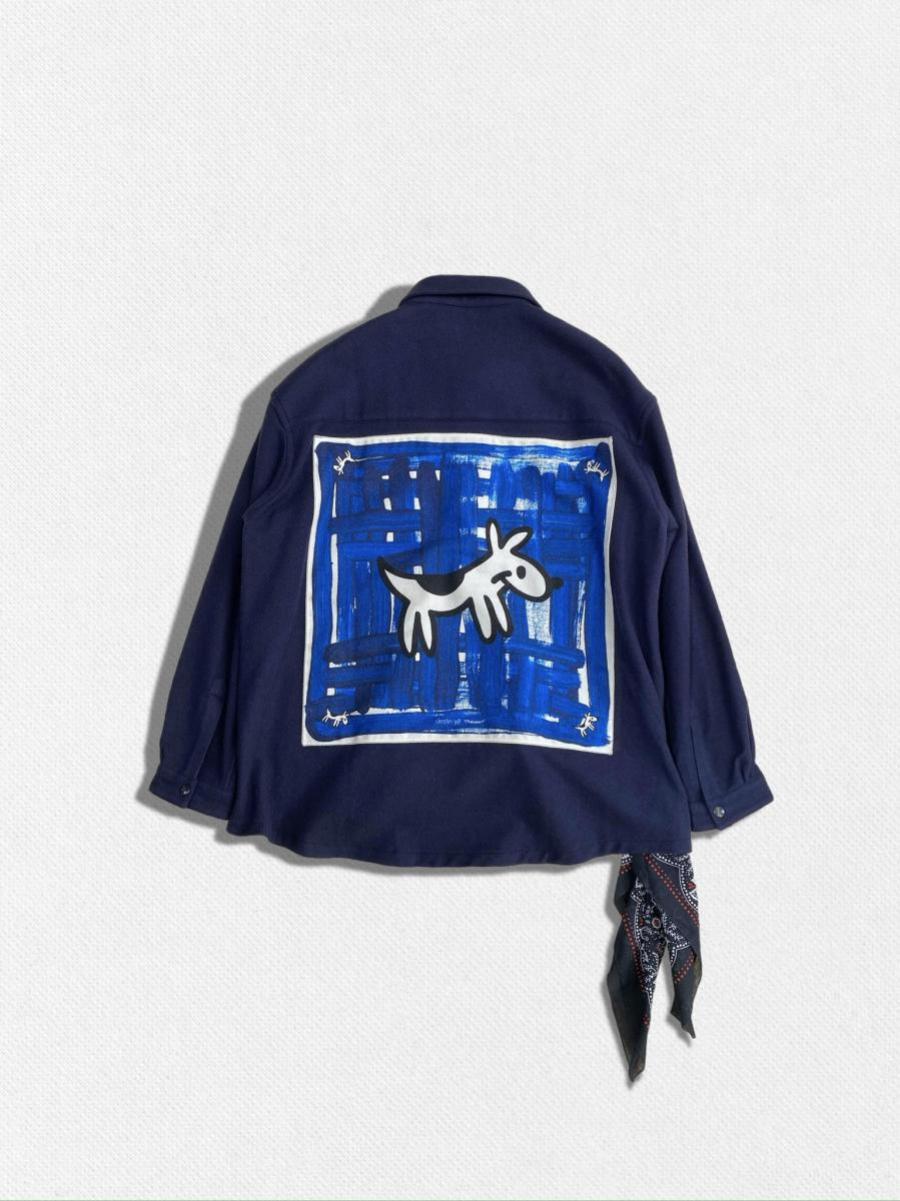 バンダナ付ウールカシミヤシャツ