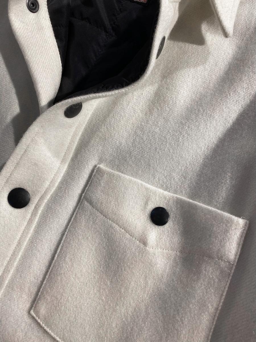 バンダナ付きカシミア混ウールシャツジャケット