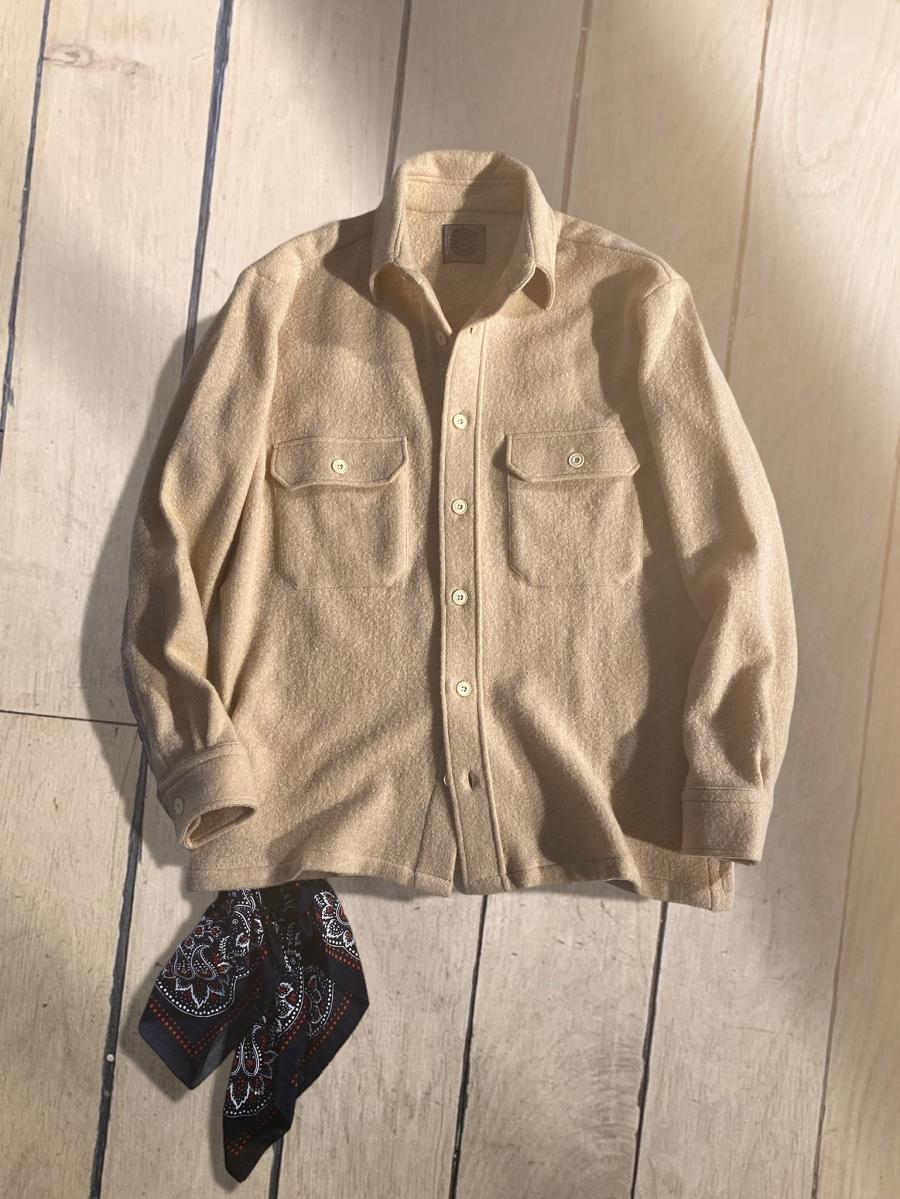 バンダナ付きカシミア混ウールシャツジャケット