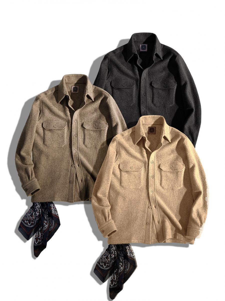 バンダナ付きカシミア混ウールシャツジャケット