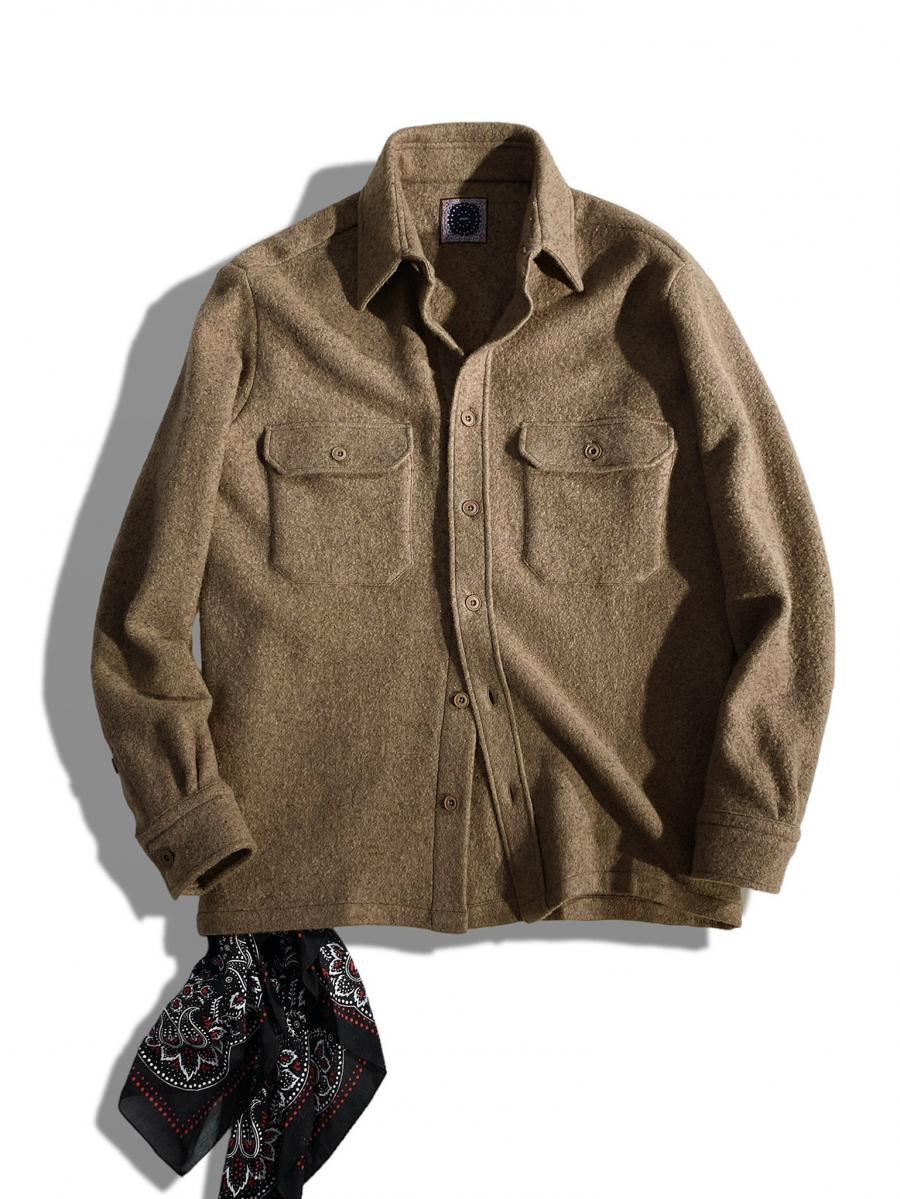 バンダナ付きカシミア混ウールシャツジャケット