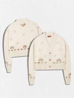 シェル刺繍シルクニットカーディガン