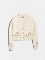 シェル刺繍シルクニットカーディガン