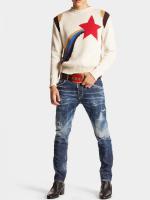 パッチワークデザインテーパードデニムパンツ《SKATER JEAN》