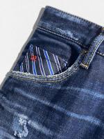 ダメージ＆ウォッシュ加工テーパードデニムパンツ《SKATER JEAN》