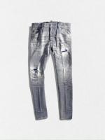 ダメージ＆リペア加工テーパードデニムパンツ《SKATER JEAN》