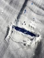ダメージ＆リペア加工テーパードデニムパンツ《SKATER JEAN》