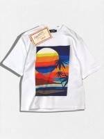 ルーズフィットクルーネックスウェットTシャツ