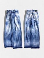 ダメージ加工ワイドデニムパンツ《TRAVELLER JEANS》