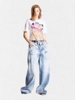 ダメージ加工ワイドデニムパンツ《TRAVELLER JEANS》
