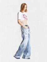 ダメージ加工ワイドデニムパンツ《TRAVELLER JEANS》