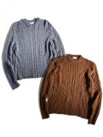 ケーブル編みダメージ加工ニット