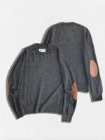 エルボーパッチクルーネックニット
