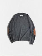 エルボーパッチクルーネックニット
