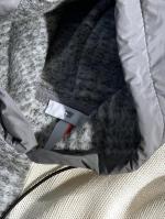 グレンチェック柄異素材アシンメトリードッキングフーディー